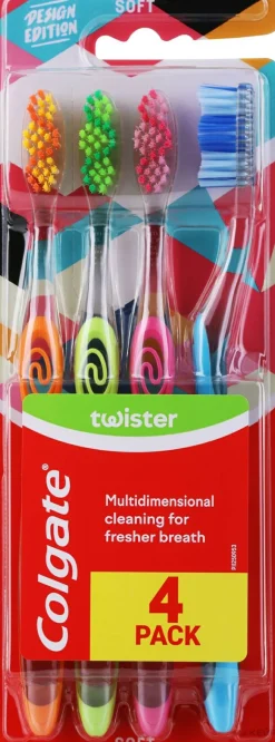 Zahnbürsten-Set weich orange, grün, rosa, blau 4 St.