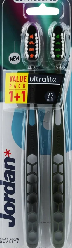 Zahnbürstenset weich schwarz + oliv